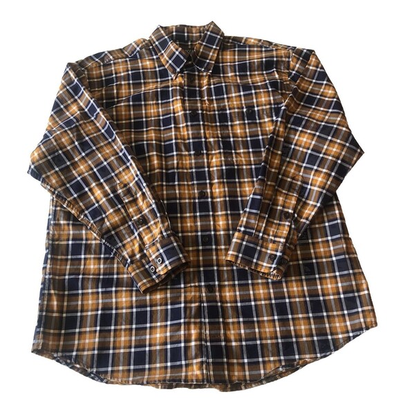 Orvis Signature Twill Brown Blue Plaid Button Down Shirt XL - Picture 1 of 13